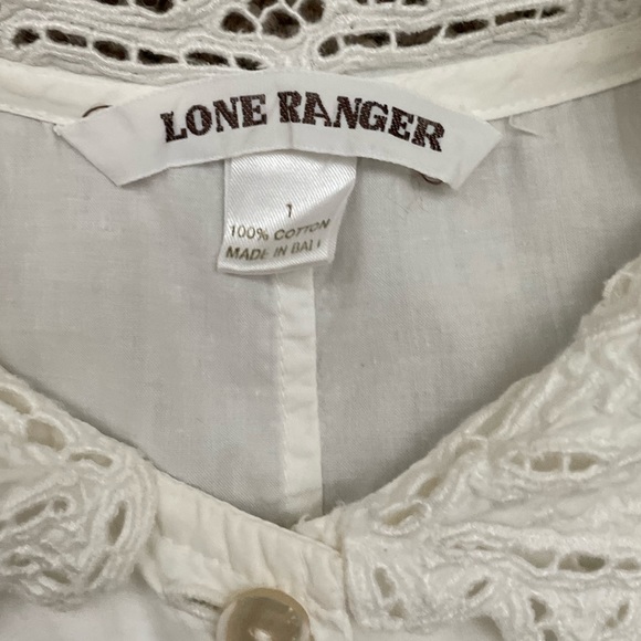 Vintage Lone Ranger 1990s Paisley Eyelet Collared Sleeveless Dress (size 1) - Picture 3 of 7